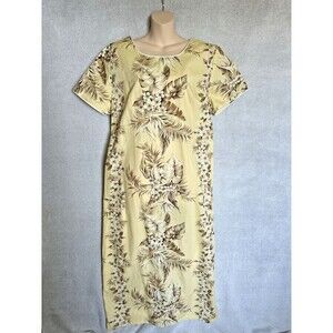 Royal Creations Hawaiian XL Maxi Dress Resort Wear Yellow Tropical Vintage